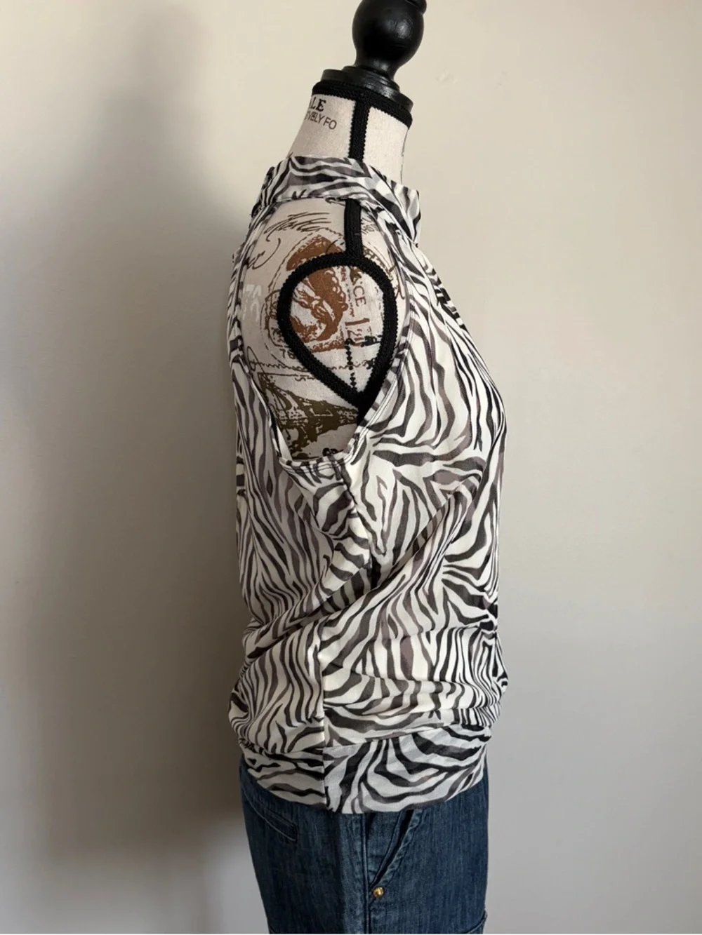 Y2K Mexx high neck sleeveless zebra print top - Picture 2 of 9